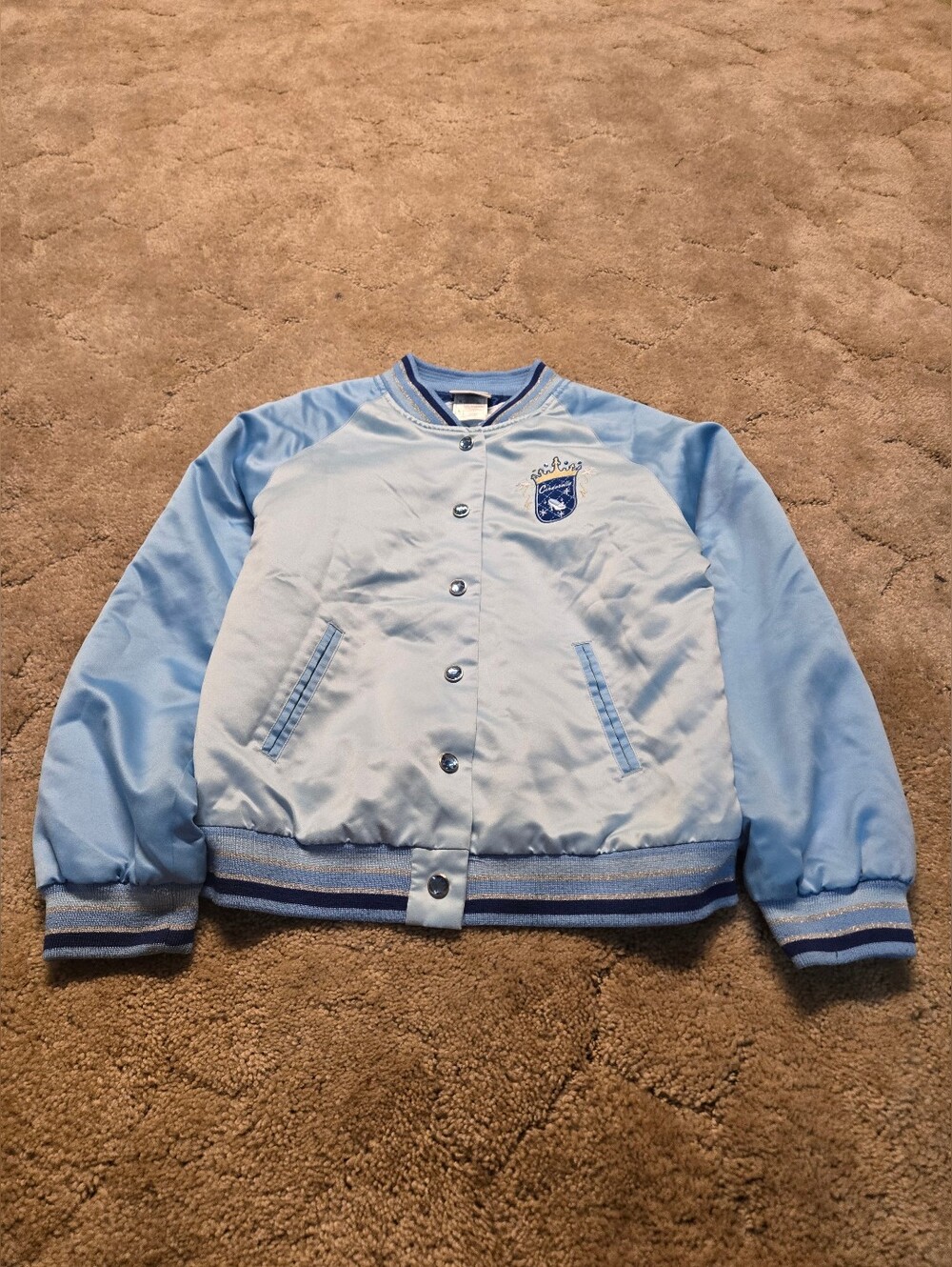 Disneystore Cinderilla Light Blue Satin Puffer Bomber Jacket